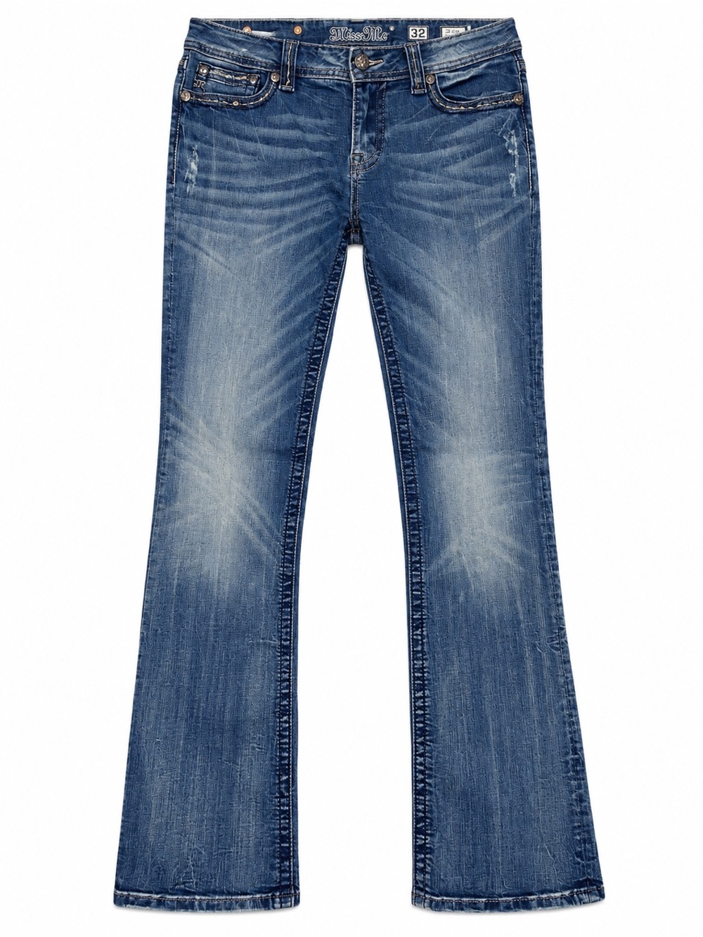 Miss Me Women’s Size 32 Bootcut Jeans Blue Embellished Pockets Western Denim